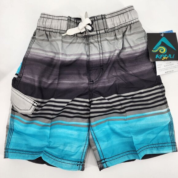 KANU SURF Boys' Aqua & Gray Avalon Quick Dry UPF 50+ Swim Trunks Size 4 NWT - Picture 2 of 7